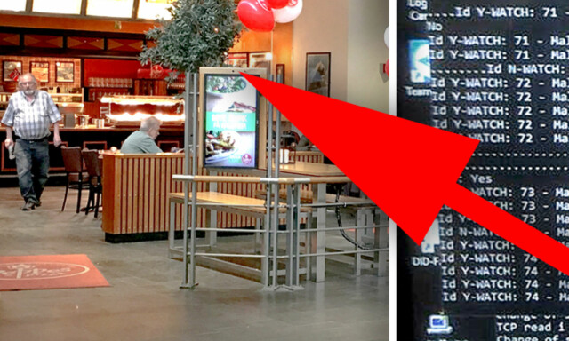 Avsløring: Skjermen viser reklame for sunn mat til kvinner og biff-pizza til menn